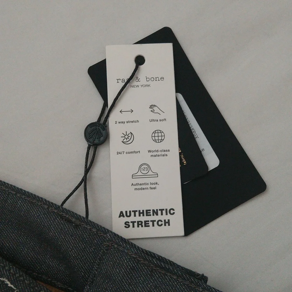 Rag bone fit 2 slim mid rise tailored raw grey denim jeans men's Sz 34w/32L - Picture 11 of 14